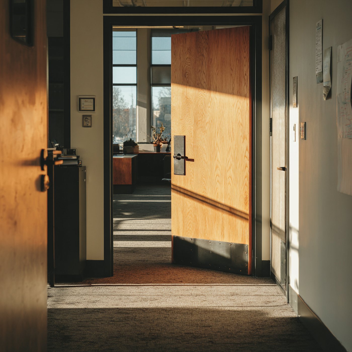 Sunlight streams through an open office door, representing fresh opportunities brought by a fractional CMO for behavioral health